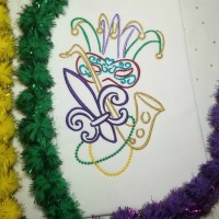 Mardi Gras Machine Embroidery Design Saxophone